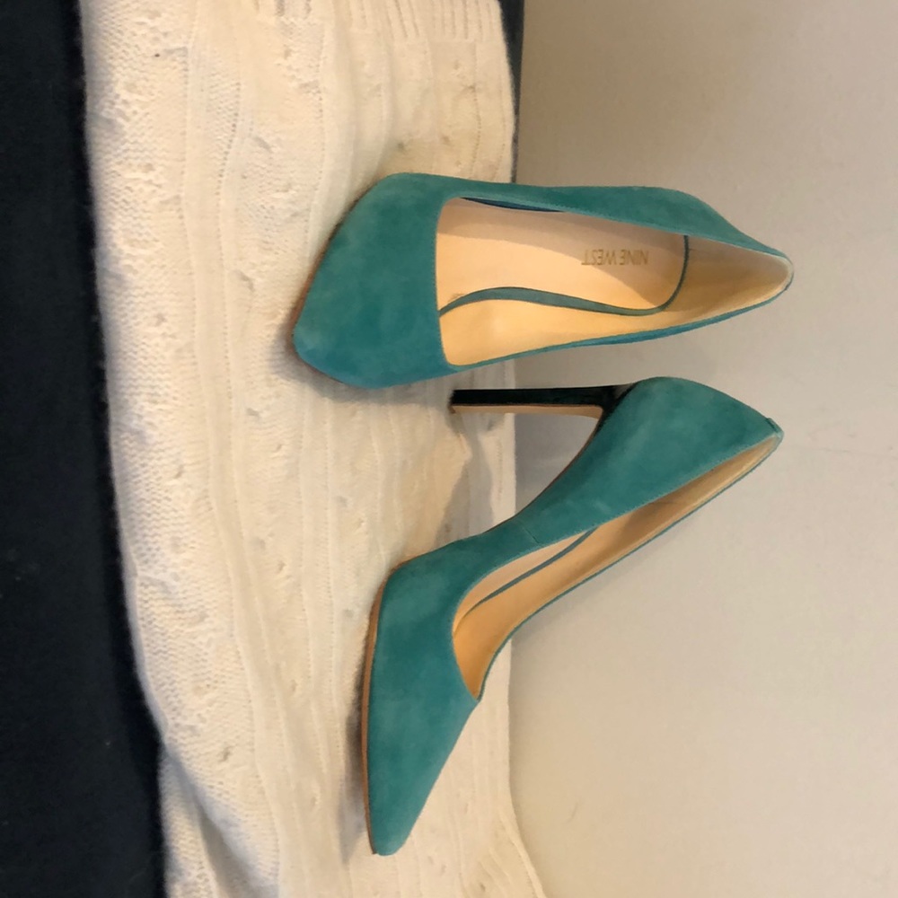 Teal suede nine west heels